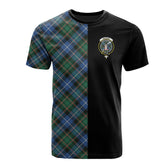 MacRae Hunting Ancient Tartan T-Shirt Half of Me - Cross Style